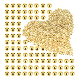 100 Pcs 18k Gold Spacer Round Crimp Beads, 2mm Smooth Loose Balls for DIY Craft Bracelet Necklace Jewelry Making Supplies, Spacer Beads Use for Another Bracelet or Necklace