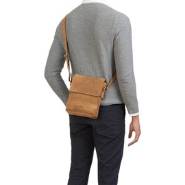 STILORD 'Sven' Mens Bags Shoulder Leather Small Brown Messenger for Men Vintage Cross Body Bag for 8 inch Tablets DIN A5 Satchel Genuine Leather, Colour:Dijon - Brown