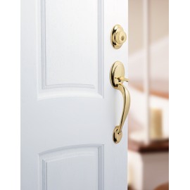 Kwikset 96870-091 Dakota Single Cylinder Handleset w/Tylo Knob featuring SmartKey in Polished Brass