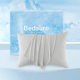 Bedsure Cooling Pillow Cases Standard Size Set of 2, Cool Pillowcases for Hot Sleepers and Night Sweats, Silky Soft & Breathable Cold Pillow Covers with Hidden Zipper, Grey, 20x26 Inches