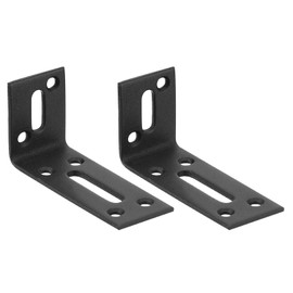 QUARKZMAN Adjustable L Corner Brackets, 2 Pieces 80 x 40 x 30 mm Stainless Steel L Corner Brackets, 90 Degree Slotted Angle Support for Furniture Repair, Black