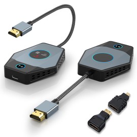 Wireless HDMI Transmitter and Receiver 4K, 2in1 2.4/5G Screen Mirror Wireless Display Adapter and Extender Kit, Cast Video Audio for Laptop, PC Computer, Camera, PS 3/4 to Monitor, TV, Projector