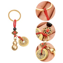 XNHIU Chinese Feng Shui Gourd Keychains Knot Lucky Coins Lucky Gourd Ornament Pendant Key Rings Good Luck Decorations for Wealth Success Symbolizes (3)