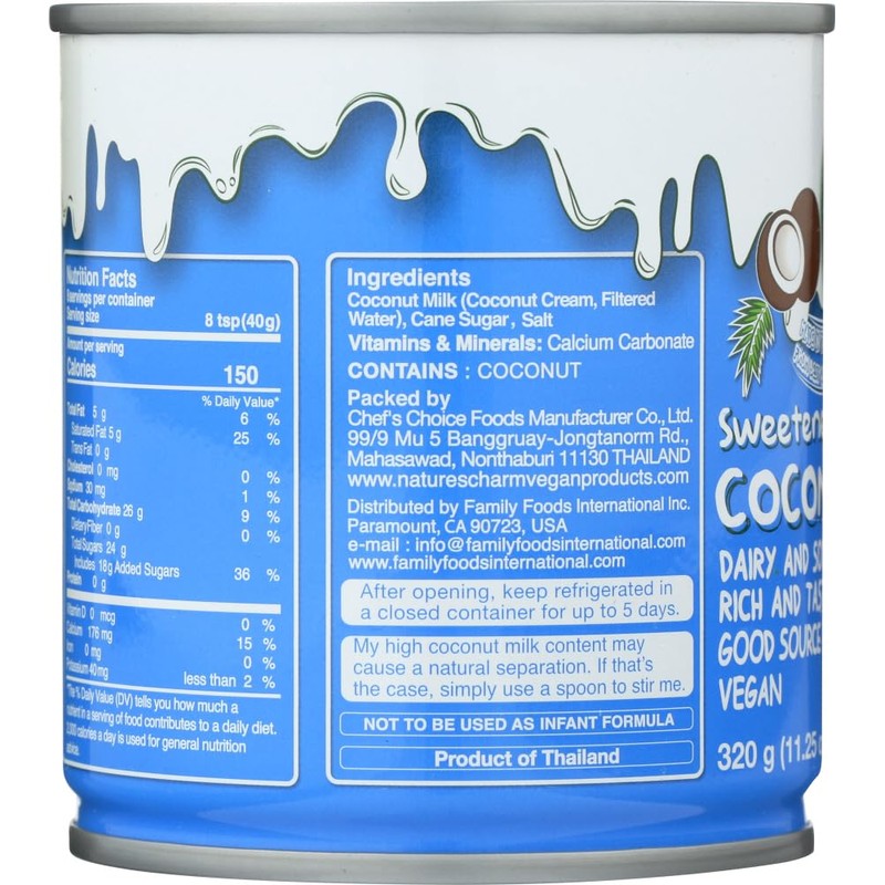 Nature's Charm Sweetned Condensed Coconut Milk, 11.25 Ounce. (Pack of