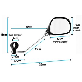 TekBox Pair of Oval Bicycle Bike Mirrors with Reflectors/For Mountain Bike and Mobility Scooter Handlebars