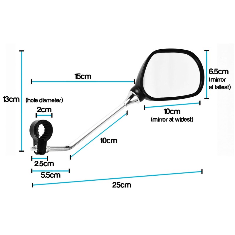 TekBox Pair of Oval Bicycle Bike Mirrors with Reflectors/For Mountain
