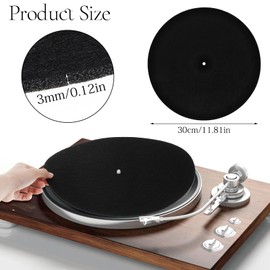Turntable Mat Black Vinyl Slipmat for Vinyl Turntable Felt Slipmat for Slip Mats Anti Vibration Record Platter Accessories to Reduce Noise, Improve Sound Quality, Record Player Mat, 12 Inch