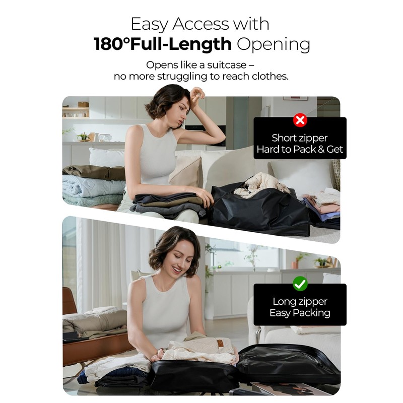 POIXM Vacuum Bags for Travel with Wireless Pump, 180° Open