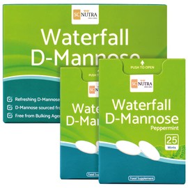Waterfall D-Mannose Mints | D-Mannose & Peppermint Chewable Tablets | Easy to Suck, Chew or Swallow | Plastic-Free Packaging | 50 x 1000mg Mints / Tablets