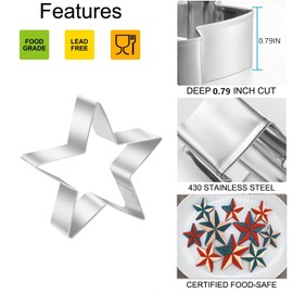 Star Cookie Cutters, 4th of July Cookie Cutters, Holiday Cookie Cutters,Stainless Steel Molds for Christmas, Graduation, Birthday Party