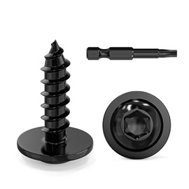 Dayalo Pack of 50 self-tapping screws, 4.8 x 16 mm, black, stainless steel flat head with disc Torx screws, self-tapping screws, drilling screws, wood screws, lens head, fully threaded, with drill