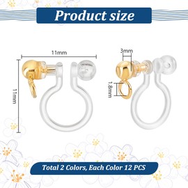 PH PandaHall 24pcs Clip on Earring Converter Transparent U Earrings 304 Stainless Steel Loops Gold Silver Earring Clips Non-Pierced Earrings for Jewellery Making