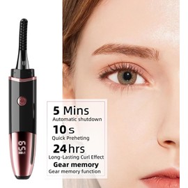 Heated Eyelash Curlers - Fast Heat up Within 10s - 24 Hours Long Lasting-black-lb87