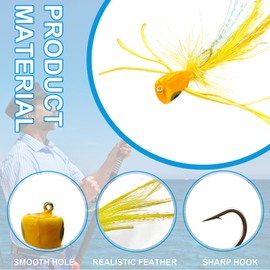 10 Pcs Fly Fishing Popper Flies Assortment Kit, Topwater Fly Fishing Popper Flys Kit for Bass Crappie Bluegill Trout Salmon Sunfish Panfish Salmon Perch