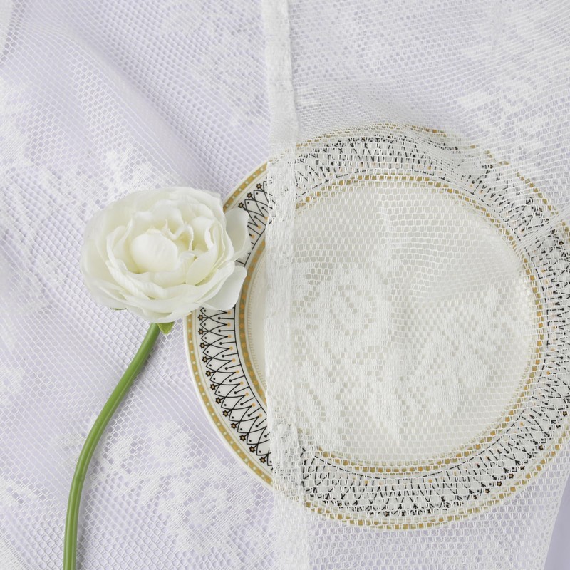 Neween Sheer Curtains White Floral Lace Curtains Rod Pocket Window