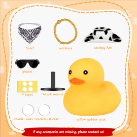 AILOVETECK Rubber Ducks with Duck Plug Holder, Car Ducks for Dashboard, Dashboard Duck for Car Jeep Decoration, Funny Car Dashboard Accessories Gift, Black spot Cowboy Hat