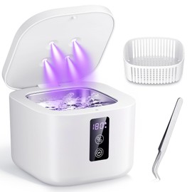 Ultrasonic Retainer Cleaner,375 ML Ultrasonic Cleaner,48kHz Retainer Cleaner Machine with 3 Modes Digital Timer for Denture Cleaner, Aligner,Braces,Toothbrush Heads,Jewelry White