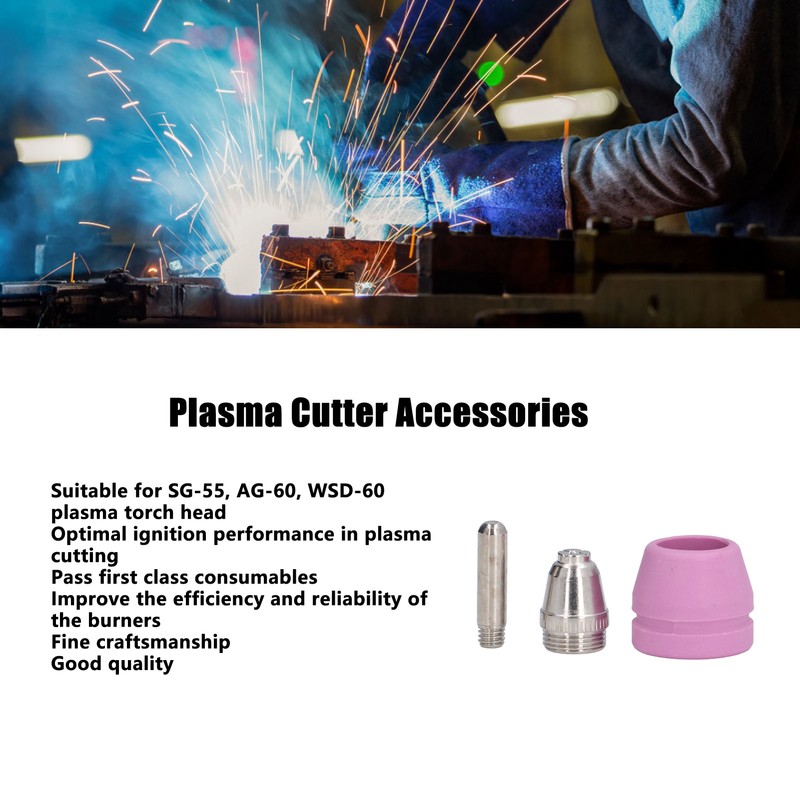 21Pcs/Set Plasma Cutter Torch Consumables Electrode Nozzle Cups Kit for