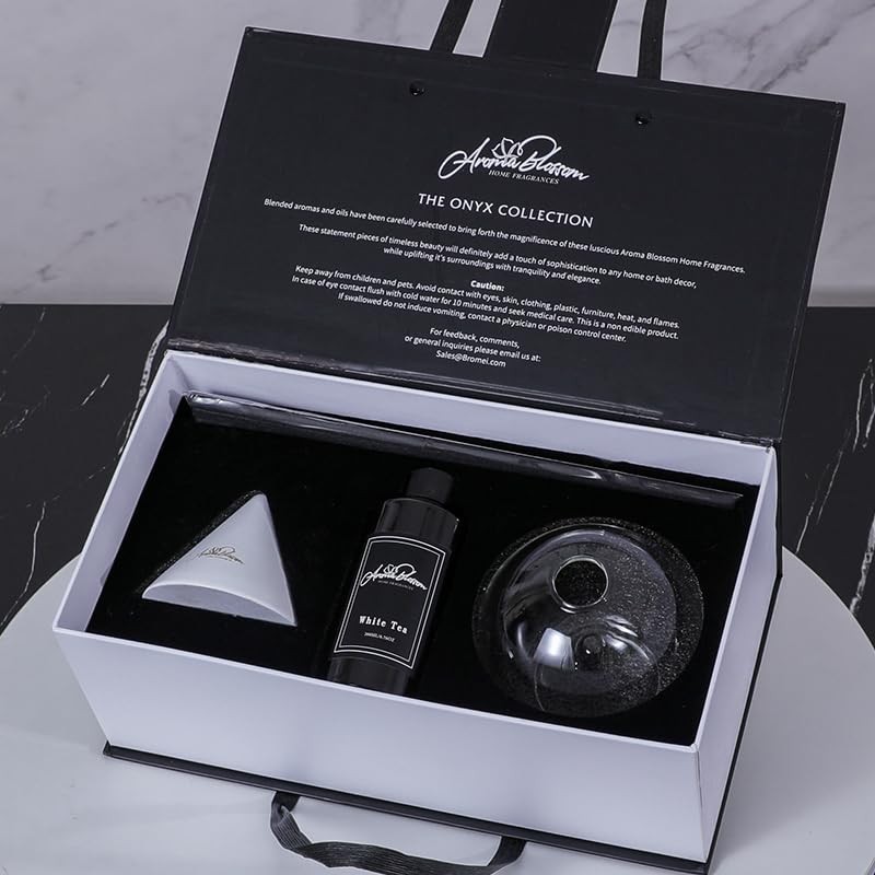 Aroma Blossom Luxury Reed Diffuser-Onyx Collection-White 200ML