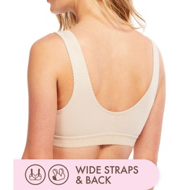 Carole Martin Full-Freedom Front Closure Wireless Cotton Bra-42 Beige