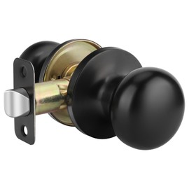 goldenwarm Closet Door Knob with Lock, Black Door Knobs Passage Doors Lock, Reversible Handle with Lock for Left or Right Keyless Bathroom/Bedroom,Modern Home Décor