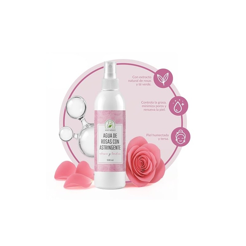 Productos Mart Mexico Agua De Rosas Con Astringente Hidratante Facial