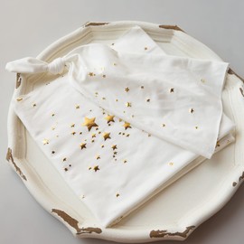 Zeroest Newborn Wraps Photography Props Boy Girl Newborn Photography Warps Stretch Fabric with Gold Stars Newborn Wraps for Photoshoot Newborn Star Sleepy Cap (White)