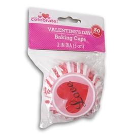 Valentine's Day Love Stripe Decorative Baking Cups - Patterned Paper Liners for Cupcakes, Muffins (Standard Sized) - 50 Count