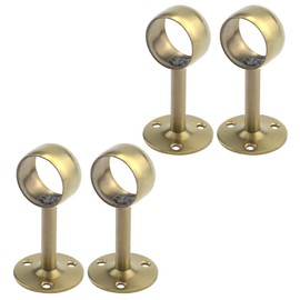 Coshar 4 PCS 1-1/4 Inch(32mm) Dia. Heavy Duty Stainless Steel Shower Curtain Closet Curtain Rod Holder Ceiling-Mounted & Wall-Mounted Bracket Closet Pole Flange Sockets Drapery Rods Supports - Gold