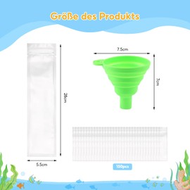 Popsicle Bags, Pack of 150 Popsicle Moulds Bags with Funnel, Water Ice Bags BPA-Free, Ice Pop Bags for DIY Yoghurt Sticks, Fruit Smoothies (28 x 5.5 cm)