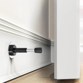 Spring Door Stopper, 2 Pcs Door Stops for Wall, Hydraulic Cushioning Technology, Wider Rubber Bumpers, 4.1 Inch Height, Protects Against Door and Wall Collisions (Black)