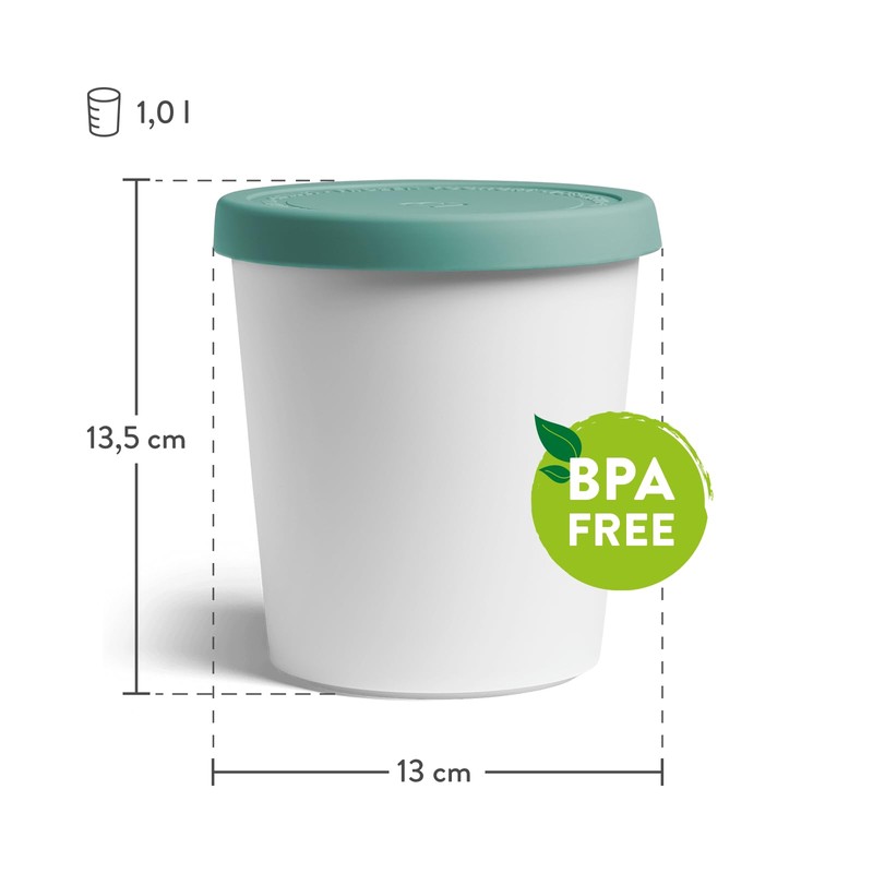 Ice Cream Containers 1L, Set of 2, Ice Cream Tubs