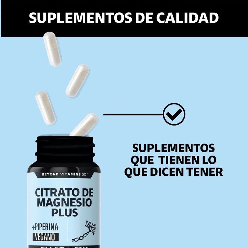 Citrato Magnesio Plus Con Piperina 455mg Magnesio Elemental Magnesio Capsulas