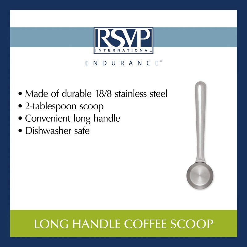 RSVP International Coffee Scoop Collection, 2-Tablespoon, Long Handle, Stainless Steel