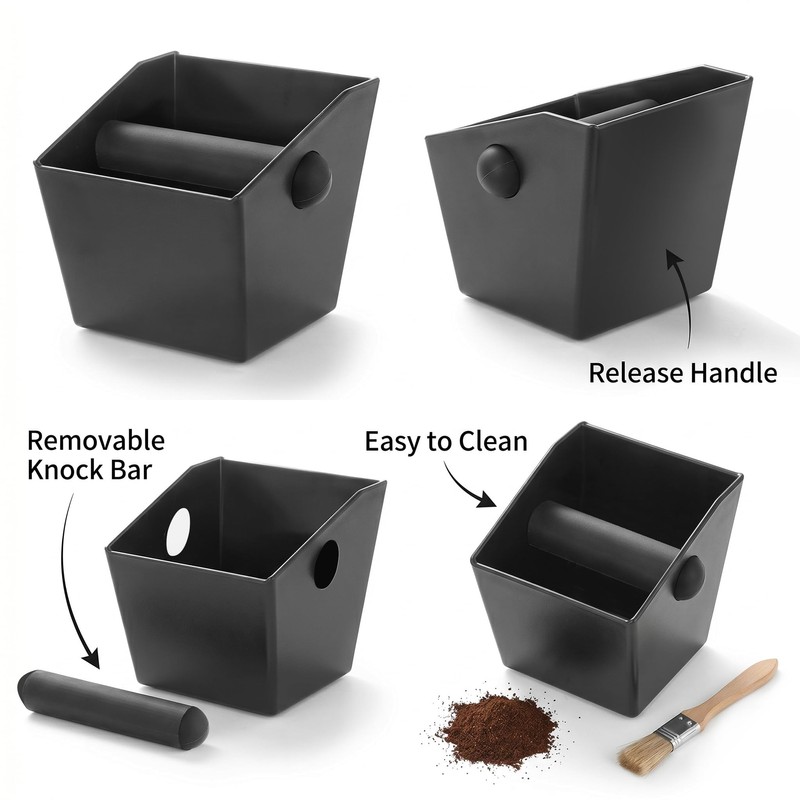 Espresso Knock Box, OLULU Coffee Grounds Bin with Removable Knock