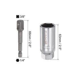 uxcell 21mm Magnetic Spark Plug Socket Set, 3/8" Drive 6 Point Thin Wall CR-V Steel with Hex Shank Power Drill Adapter
