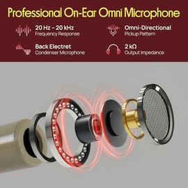 Pyle Pro PMEMS10 - Micrófono eléctrico para la Parte Trasera de la Oreja (Cable omnidireccional, micrófono Condensador de Voz Profesional con Cable Mini XLR de 4 Pines y Parabrisas)