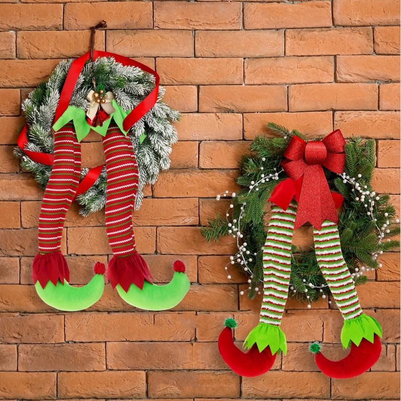 20'' Long Elf Legs Christmas Tree Topper Ornaments Pose-able Plush