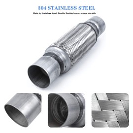 RP Remarkable Power, RK7541 Exhaust Flex Pipe 2.25" x 8" Heavy Duty Stainless Steel 12" OL, 2 Pack