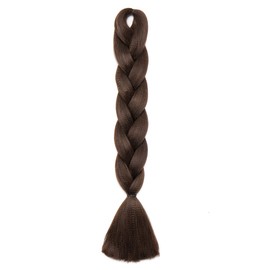 [Medium Brown] 24 Inch One Piece Braiding Hair Extension Full Bundle 100g Synthetic Crochet Twist Hair For Women Heat Resistant