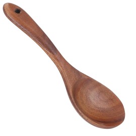 Generic Wooden Spoon Stirring Tasting Food Utensil Crafts, Sturdy Flatware Soup Spoons Long Handle Handmade Cooking Serving Mixing Tasting Ladle No Scratch Non Stick Cookware Tableware, 11x3