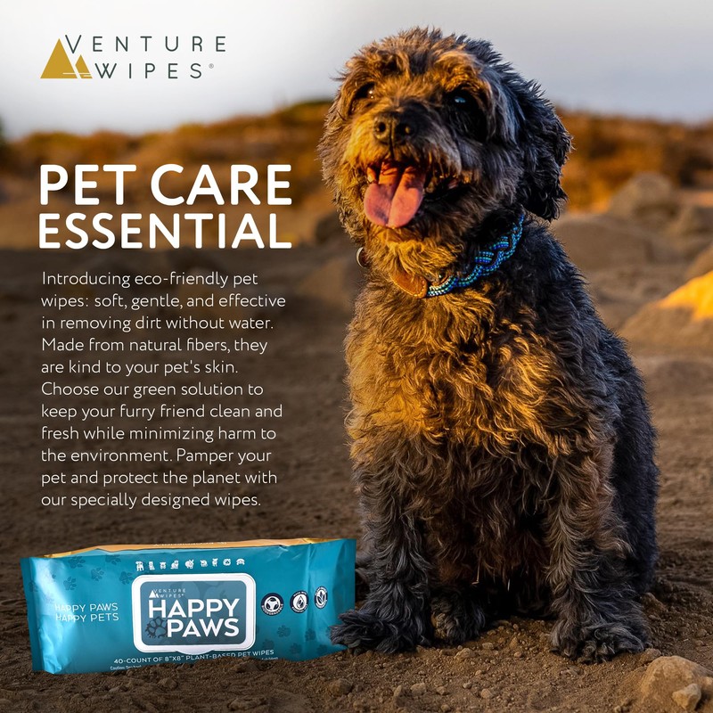 Venture Wipes Happy Paws - Natural Pet Wipes for Dogs