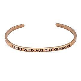Elegant Bangle Rose Gold with Mantra and Slogan up to 16 cm Leben Wird aus But machen, Brass