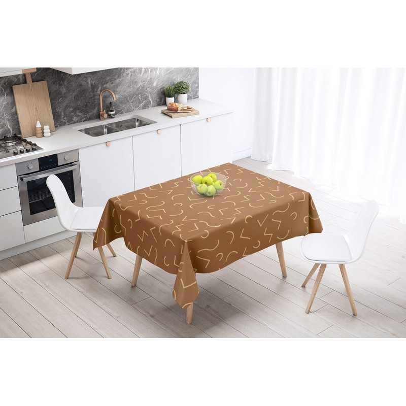 Bonamaison Kitchen Decoration, Tablecloth, Brown Tones, 140 x 140 Cm