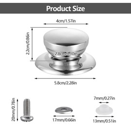Pack of 5 Stainless Steel Pot Lid Handles, Universal Pot Lid Knobs with Screws, Heat Resistant Pot Handles Replacement for Pans, Cookware, Pot Lid Button, Replacement Handle for Pot Lid Handle