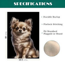 Chihuahua Garden Flag Black Background Flag Chihuahua Dog Garden Flags Burlap Double Sided Yard Lawn Reusable Outdoor Decor (Chihuahua, 12.5×18inch)