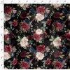 Soimoi Black Viscose Chiffon Fabric Leaves & Peony Floral Print