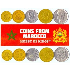 Morocco 5 Mixed Coins | 5 Santimat to 1 Dirham | Moroccan Currency Since 1960