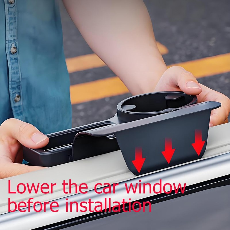 GDQ 4-in-1 Car Window Organizer - Clip-On Cup Holder &