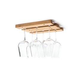 Fox Run Mounted Under Cabinet Wooden Wine Glass Holder Rack, 11 x 7 x 0.75 inches, Brown